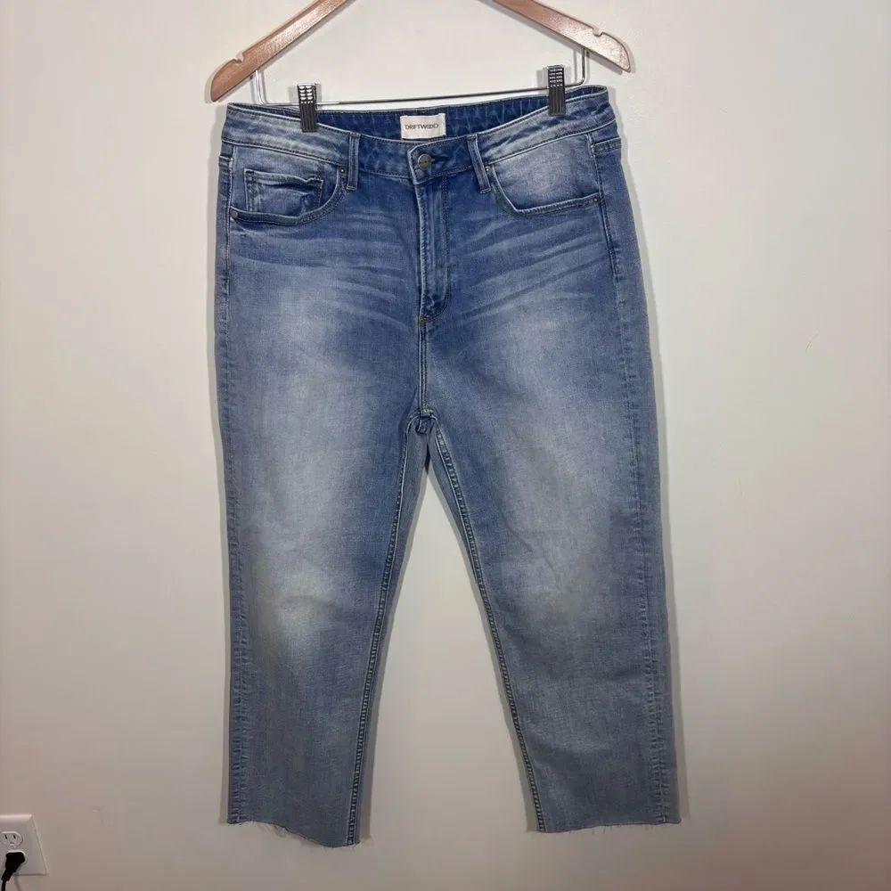 Driftwood Royce Straight Leg Jeans 30X27 Light to Mid Wash Raw Hem